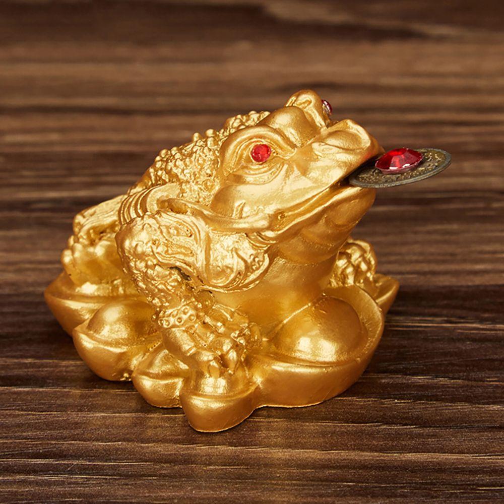 Gifts Golden Bring Luck Wealth Toad Statue Chinese Golden Frog Desktop Decoration Feng Shui Toad
