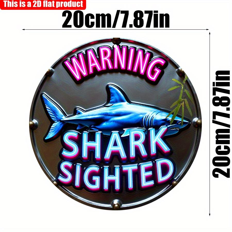 

2D плоский 20*20 см 1 шт. Предупреждающий знак «Акула замечена», рисунок синей акулы, подвесной знак, неоновый световой дизайн, круглый настенный декор в виде акулы, подходит для спальни, кофе 20*20cm