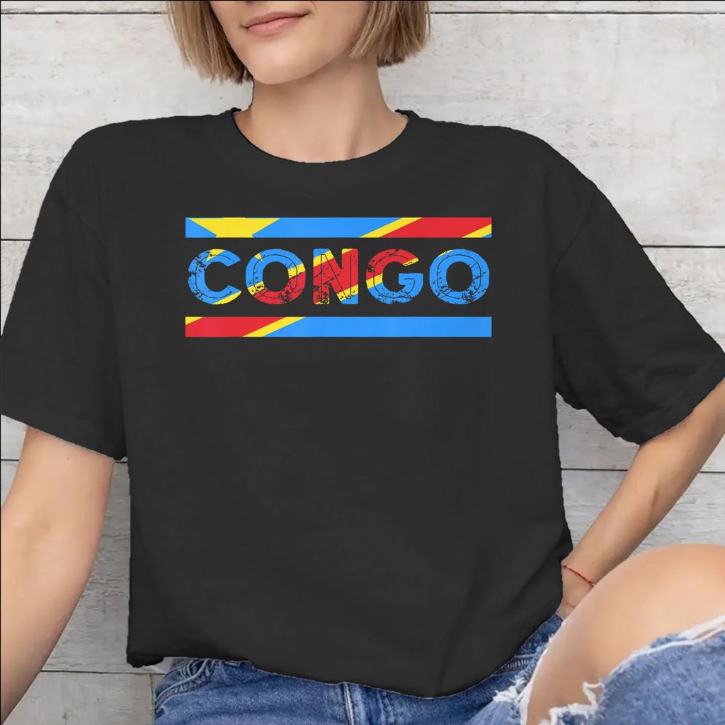 Summer Republic Of Congo Congolese Flag T Shirt for Unisex Unisex 100 Cotton Tshirts Short Sleeve Tops