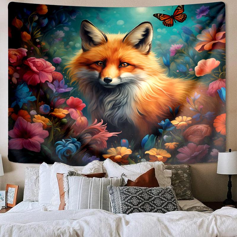 Autumn Fox Portrait Tapestry Room Decoration Wall Hanging for Living Room Bedroom, dormitory, Birthday and Christmas gifts