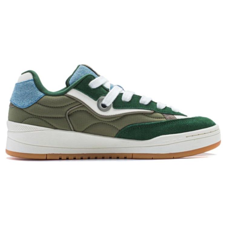Li Ning GOS 2000 Comfortable Soft Elastic Non-Slip Wear-Resistant Low-Top Skate Shoes Men Sneakers Green AEPU005-1