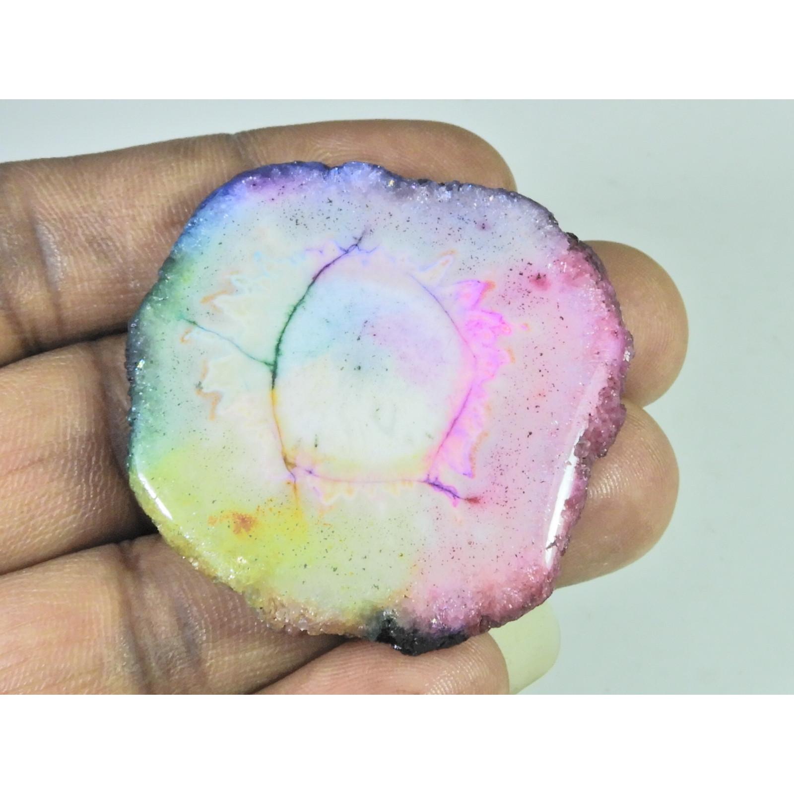 45X45X07MM Enhanced Solar Druzy Agate Fancy Cabochon Loose Gemstone 134Cts. B-356