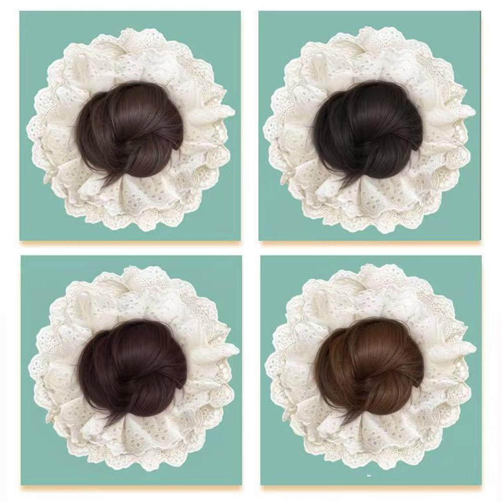 Women's Lace Bud Wig Clip Korean Style Hair Artifact Bun Bag Lace Hairpiece Clip Ponytail Base L4B2