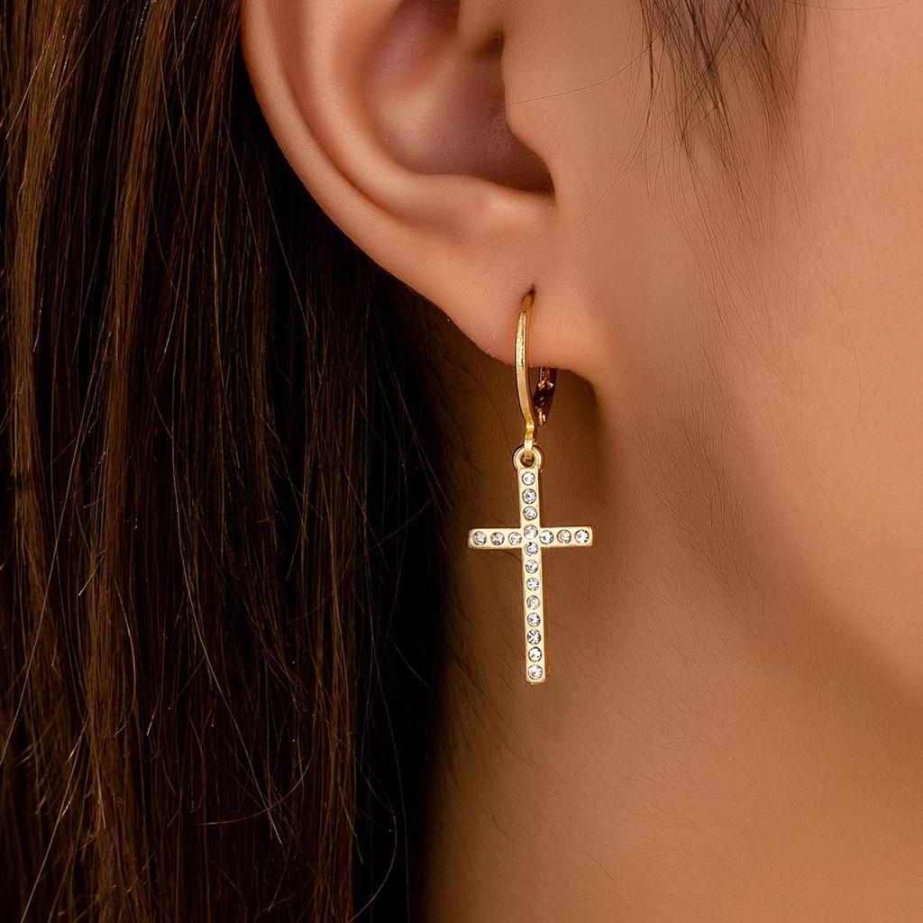 Best-Selling Women's Light Luxury Cross Pendant Drop Earrings