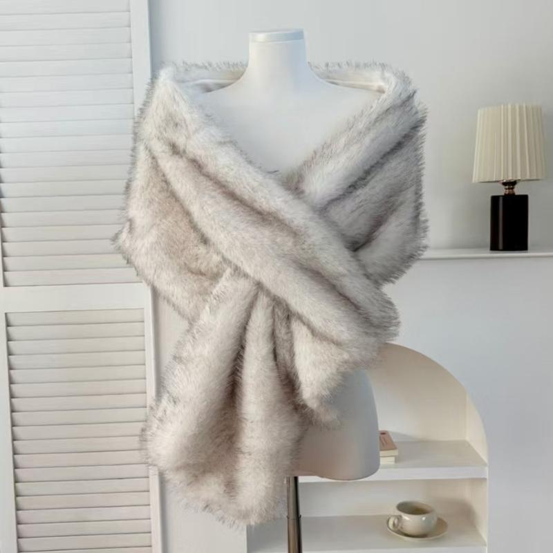 Soft Shawl Winter Scarf Warm Plush Shawl For Women Men Lightweight Polyester Cold Weather Accessory