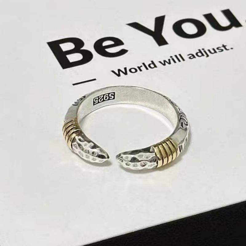 925 Silver Men s Ancient Spearhead Open Ring Handmade Trendy Index Finger Accessory opening adjustable