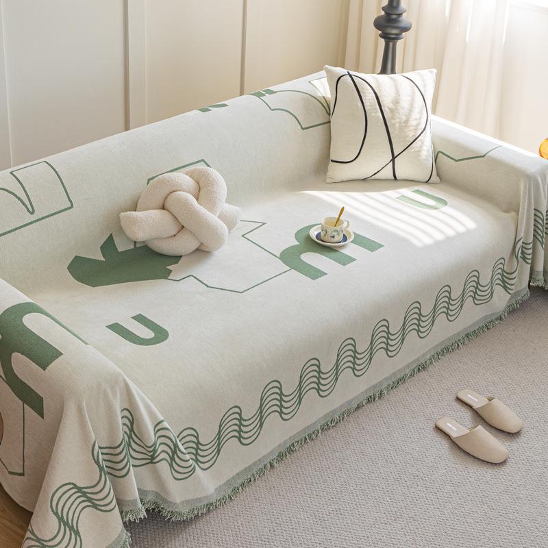 Nordic Oversized Sofa Cover Cloth Anti-Scratching Full Cover Sofa Cover Four Seasons Universal High Sense Chenille Sofa Cover