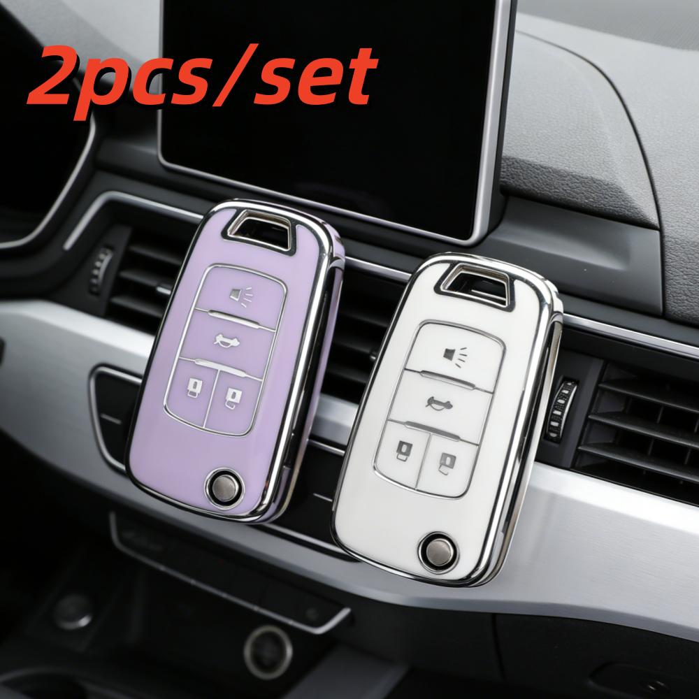 2Pcs Car Key Case Covers For Chevrolet Cruze Aveo Trax Sail Malibu Captiva Opel Vauxhall Astra J Corsa Insignia Mokka 4 Buttons
