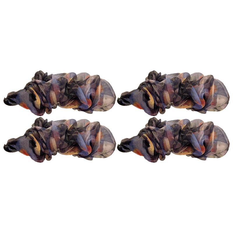 Korean-Style Polka Dot Colour-Block Pleated Printed Mesh Hair Clip For Women Fashionable Banana Clip Hair Accessory