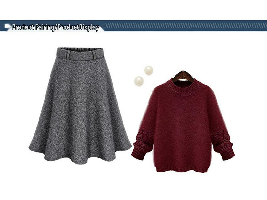 Plus Size A-Line Woolen Skirt - Autumn/Winter, Hip-Wrapped, All-Match, 200 Lbs, 60cm Length
