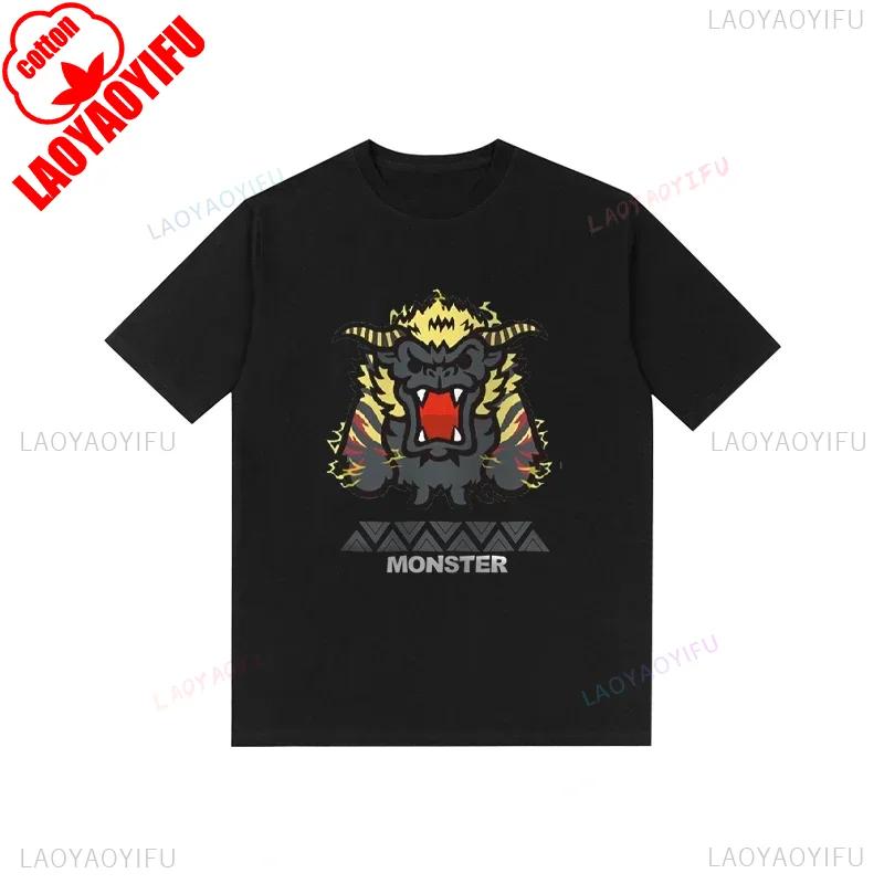 Monster Hunter Tshirt Funny Game Fans Cartoon Tops Cotton Korea Style Short Sleeve T Shirt Casual Hipster Streetwear Man Tees