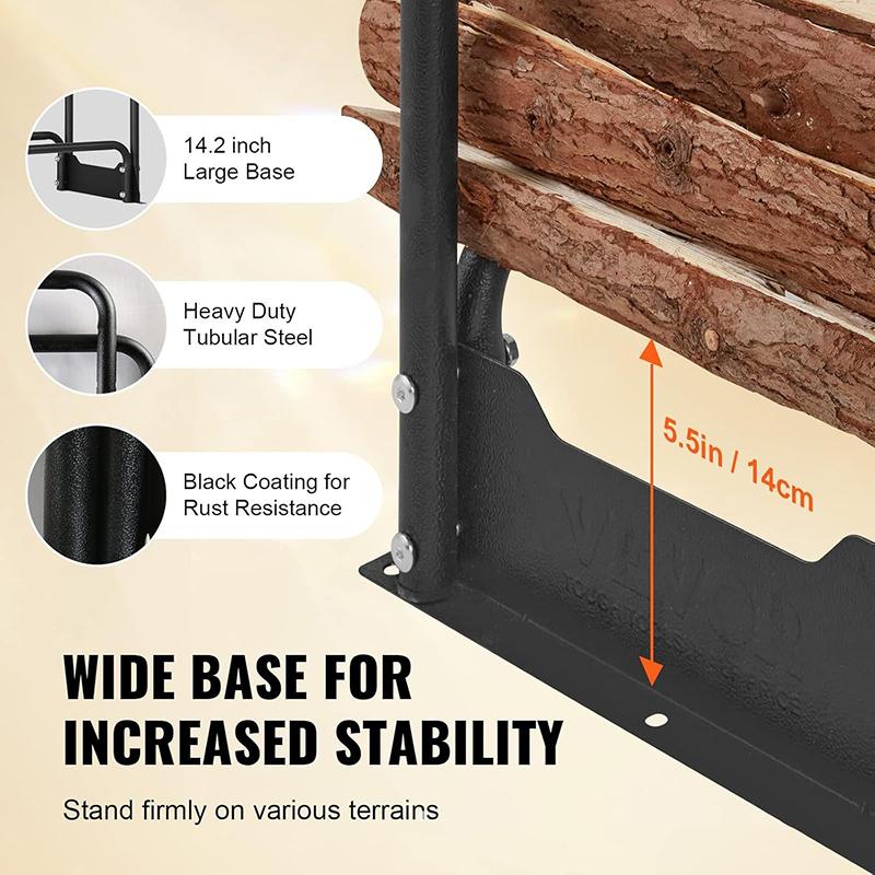 Metal Outdoor Firewood Racks Wood Storage Holder Fireplace Heavy Duty Firewood Pile Storage Rack Large Capacity Waterproof Stand
