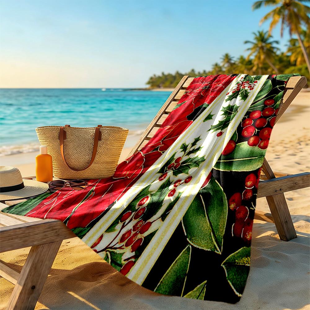 Christmas Beach Towel Super Soft Microfiber Quickdry Fabric Comfortable Lightweight