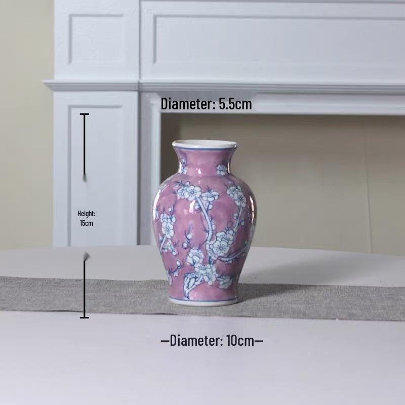 Handmade Chinese-Style Jingdezhen Ceramic Vase with Floral Painting for Countertop Flower Arrangements