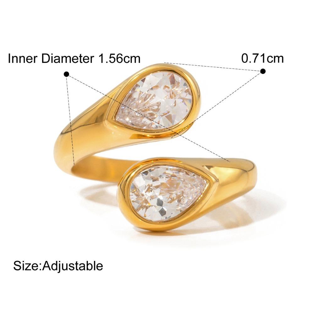 

Кольцо из нержавеющей стали с цирконом, блестящее, с 18-каратным золотым покрытием, кольцо с линейным дизайном, кольцо с кубическим цирконием, для вечеринки Style 3