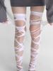 Damen Sexy Sommer Dünn Schwarz Unregelmäßig Gerissen Löcher Fischernetz Oberschenkelhoch Strümpfe Gothic Lolita JK Netz Ausgeschnitten Lange Socken
