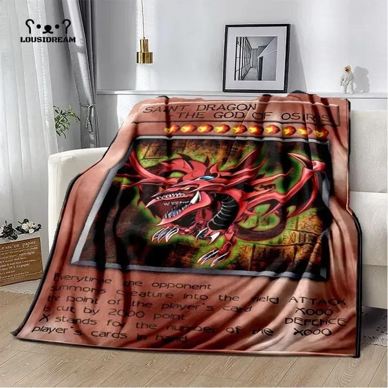 Anime Yu Gi Oh karciany koc do rzucania niebieskie oczy biały smok Anime Cartoon miękki pluszowy koc sypialnia narzuta Home Decor