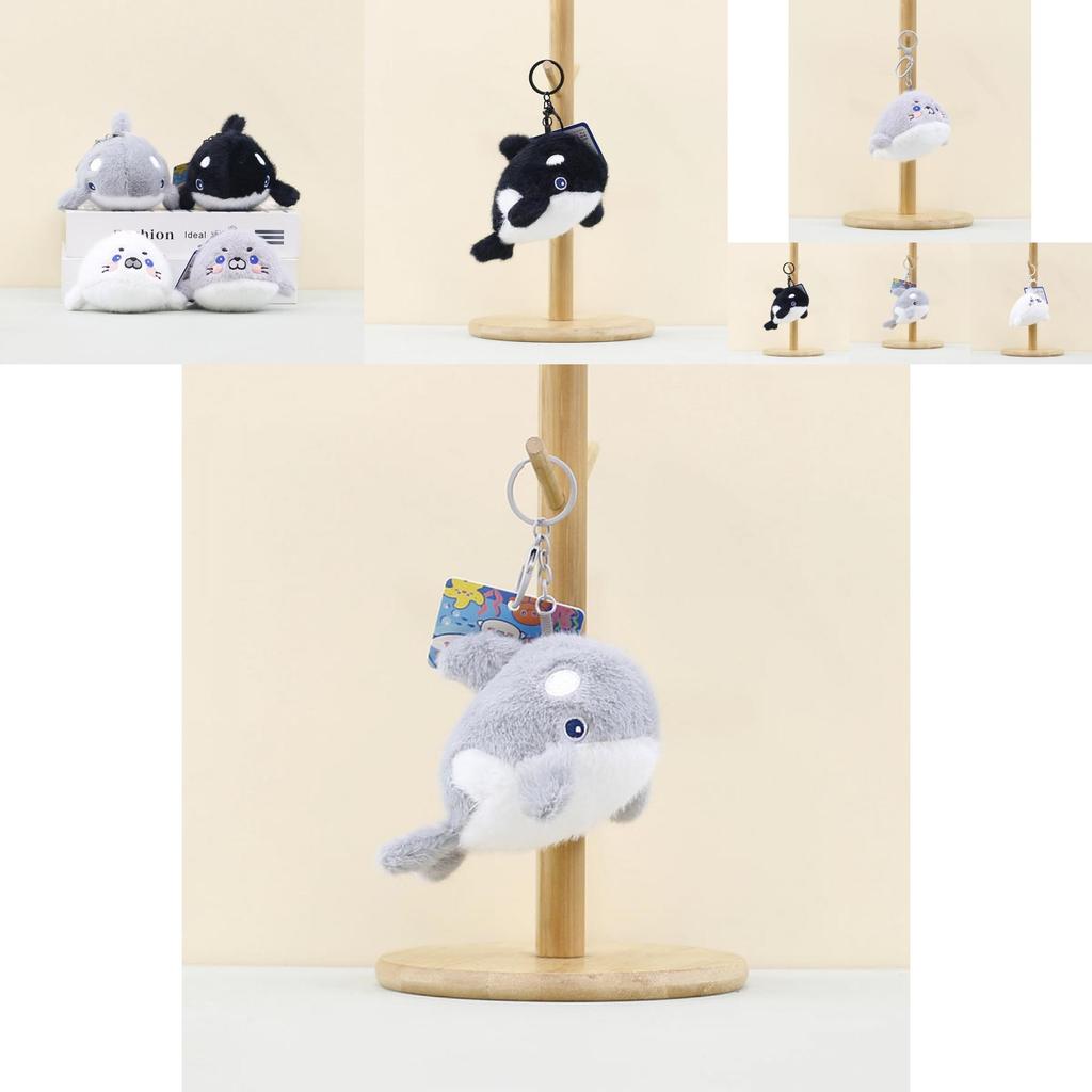 Adorable Plush Whale And Seal Keychain Accessories Soft Stuffed Animal Toys