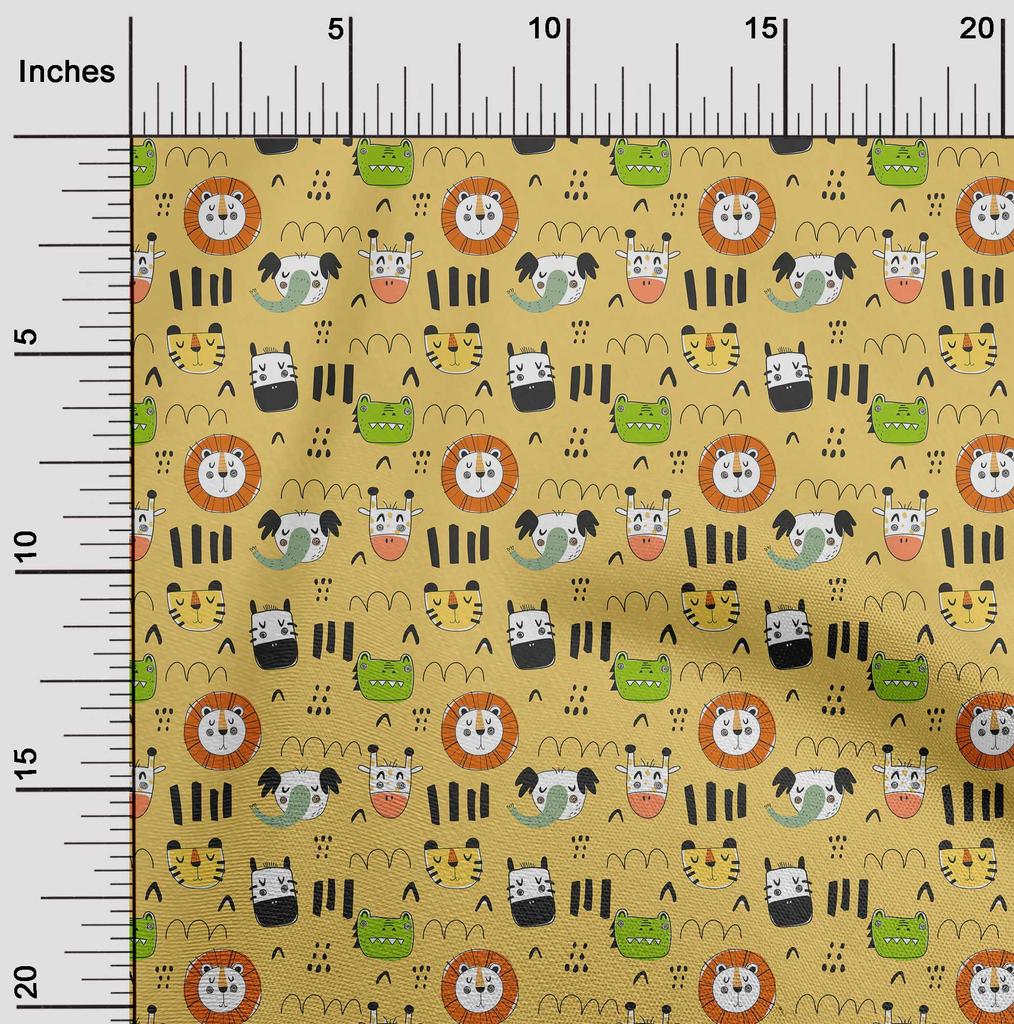 oneOone Cotton Flex Brown Fabric Kids Animal Quilting Supplies Print Sewing Fabric by The Yard 40 Inch