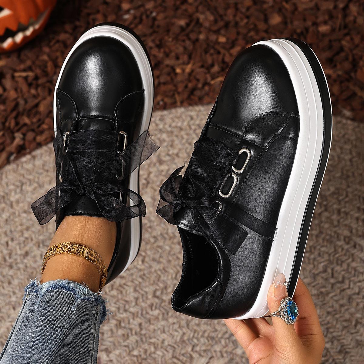 

Модные женские платформенные вулканизированные кроссовки 2025 Новые женские повседневные удобные кроссовки Высококачественная женская модная весенняя обувь 36 чёрный