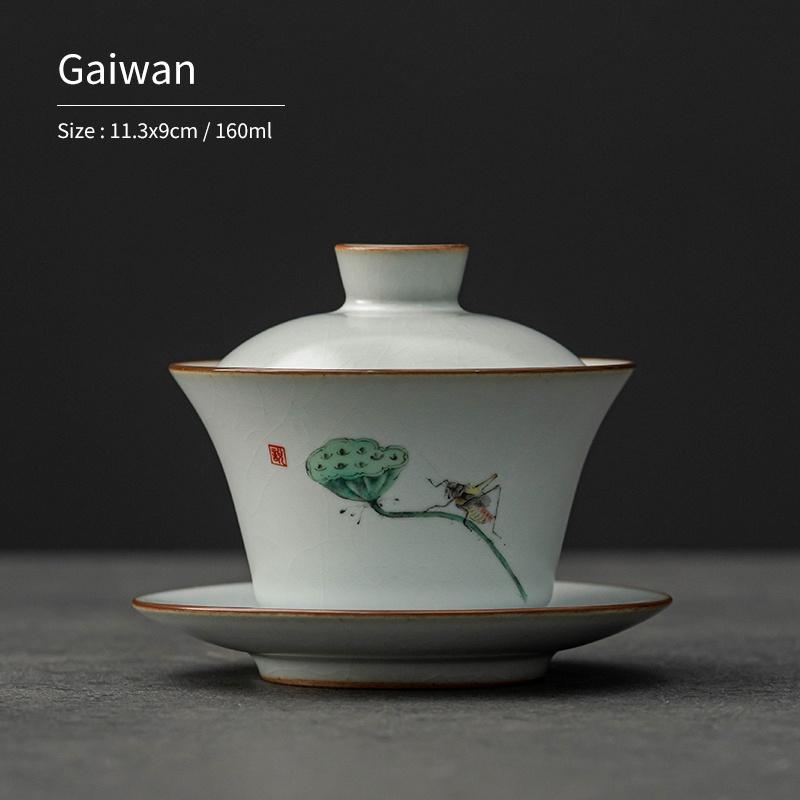 160ml Ru Kiln Covered Bowl Vintage Tea Ceremony Bowl Ceramic Tea Brewing Bowl