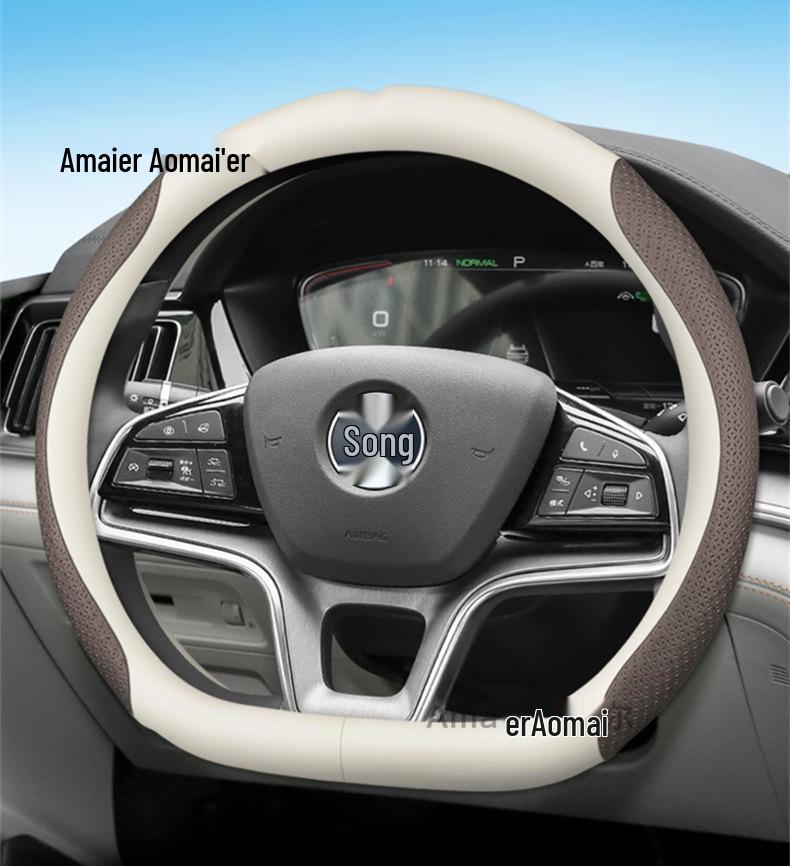 BYD Genuine Leather Steering Wheel Cover for Han EV, Qin, Song PLUS, Tang DMI, Yuan Pro, Dolphin Models