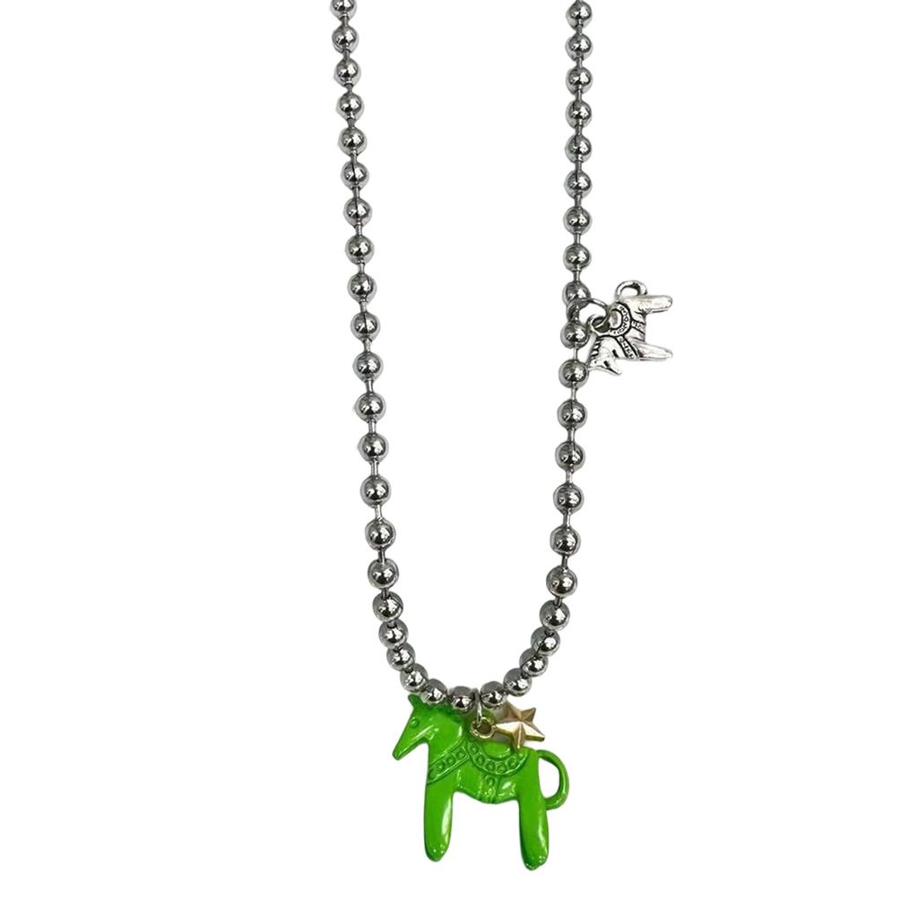 Elegant Foal Design Pendant Necklace Durable Alloy Jewelry For Women Daily Wear Gift Idea