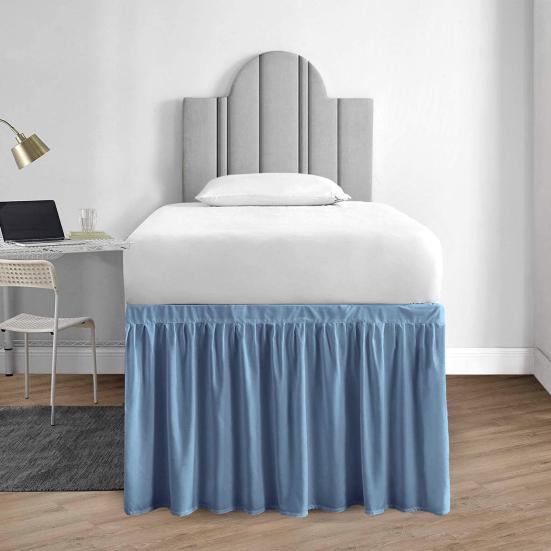 Ruffled Bed Skirt Solid Color Wear Resistant Washable Non-Fading Extra Long College