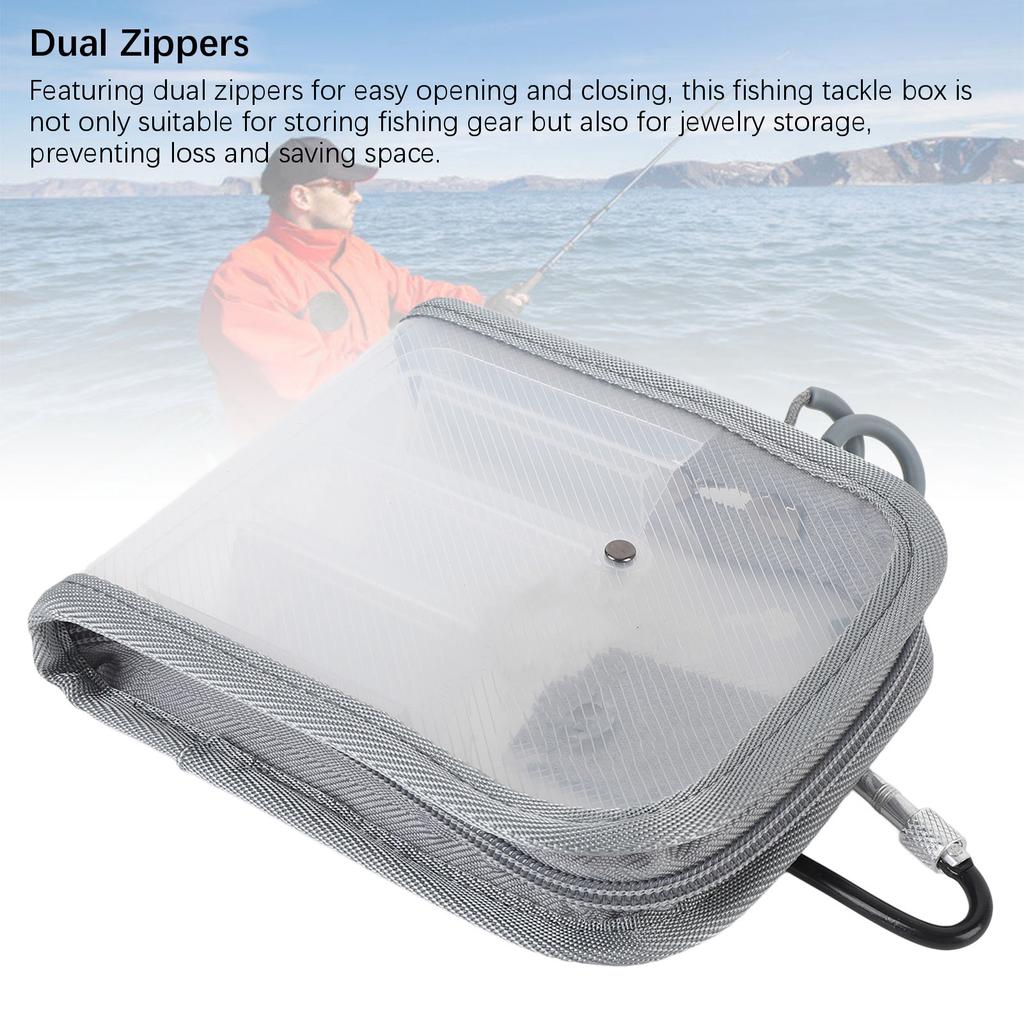 Fishing Tackle Storage Tray PC Nylon 6 Compartments Water Resistant Fishing Lure Box Hanging Buckle Dual  for Jewelry