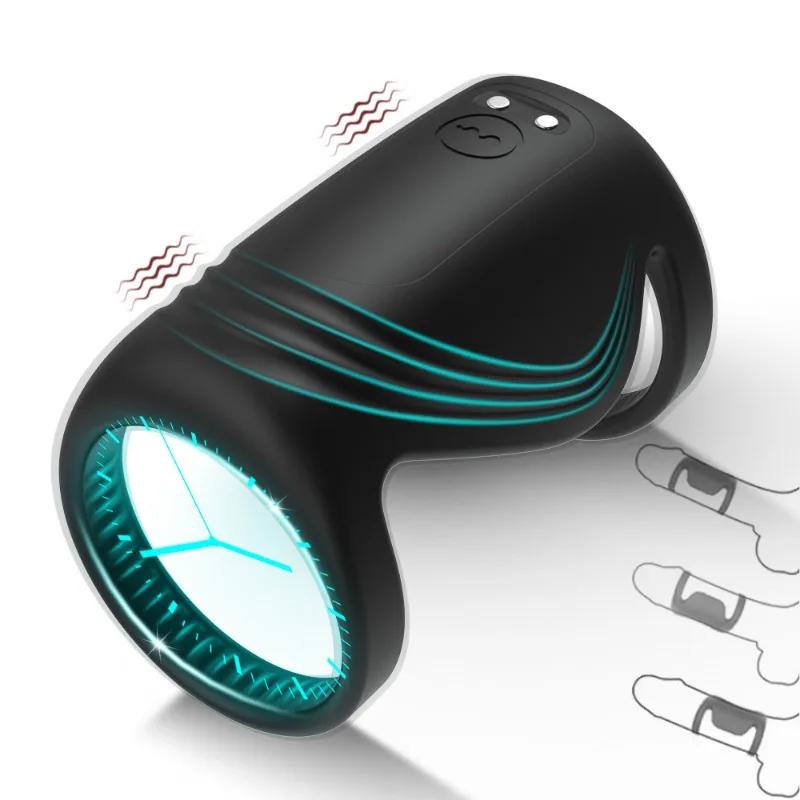Wearable Sleeve for Penis Cock Ring Vibrator Sex Toys for Adults Vibrating Rings Penis Delay Trainer Stimulator Men Sexy Toys