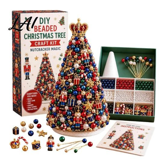Zero-based Beading Material Kit DIY Christmas Tree for Adults Beginners Handmade 3D Ornament with Full Miniature Forest Desktop Display Tools