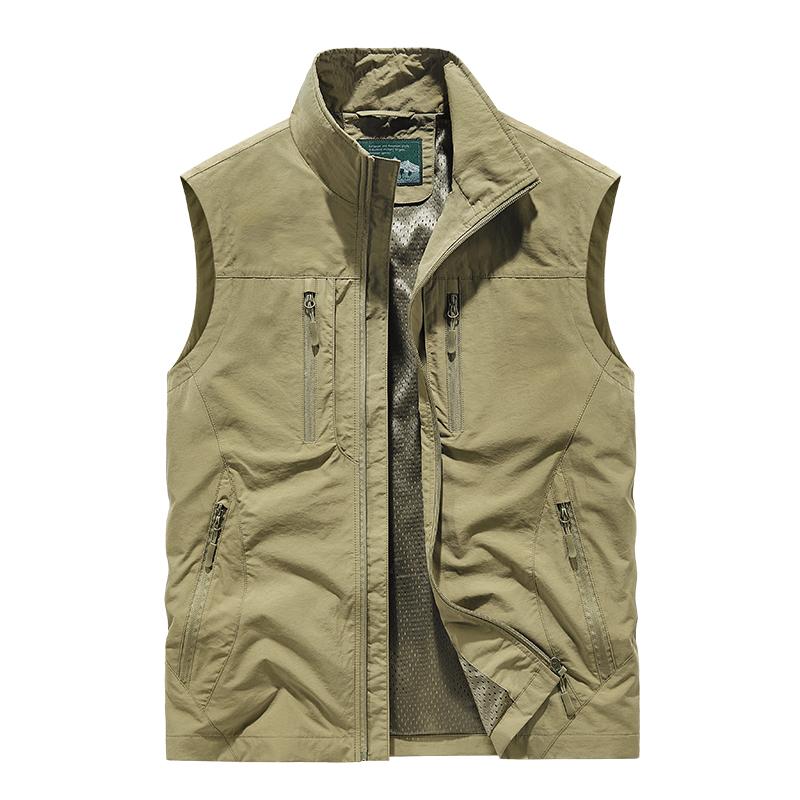 6XL Plus Size Men's Summer Outdoor Hiking Vest Tactical Multi-pocket Lightweight Soft Shell Utility Travel Safari Cargo Vest Men