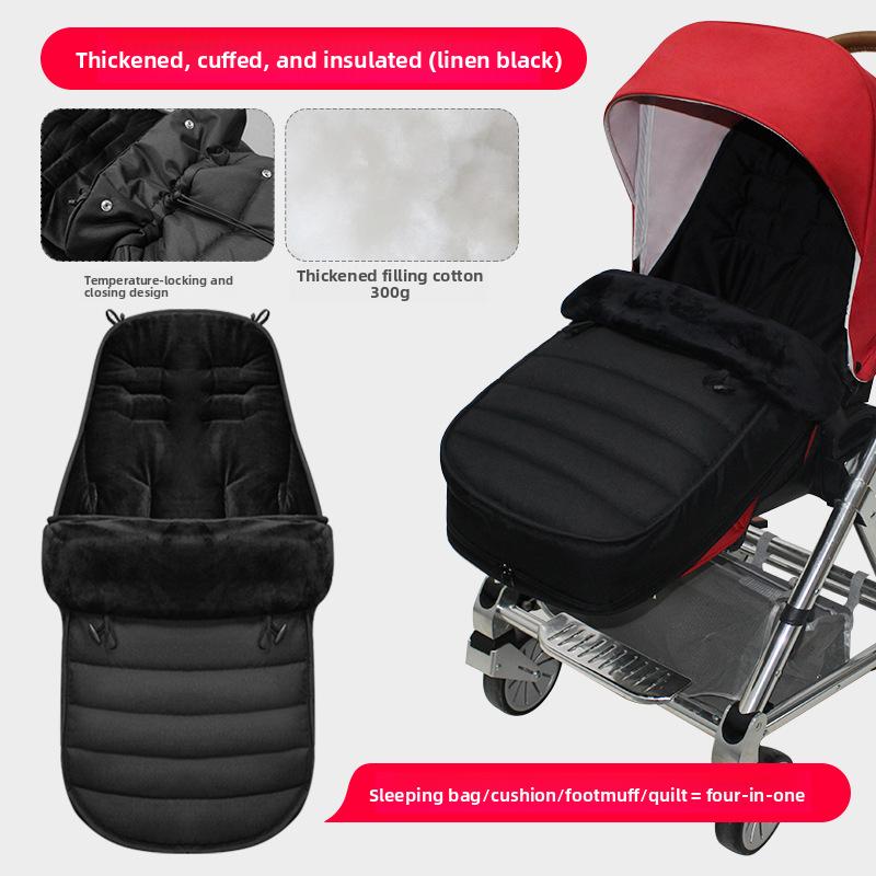 4-in-1 Stroller Footmuff Baby Sleeping Bag, Detachable Foot Opening, 300g Thick Ultra-fine Fleece чёрный
