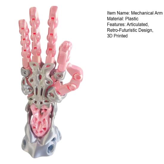 3D Printed Manipulator Mechanical Arm with Movable Finger Joints Articulated Robotic Hand for Robot Cyberpunk Fans