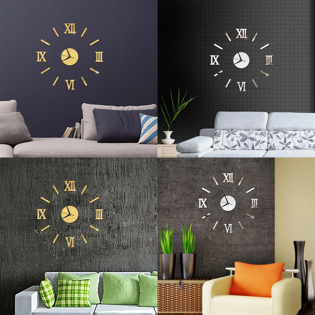 Wanduhr DIY Uhr Zuhause Moderne Dekoration 3D Kristallspiegel Kunst Aufkleber Abziehbilder