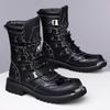 Stivali da Motociclista da Uomo Stivali Western Stivali da Jockey Neri Stile Streetwear Casuale Stivaletti Cool Taglie Forti