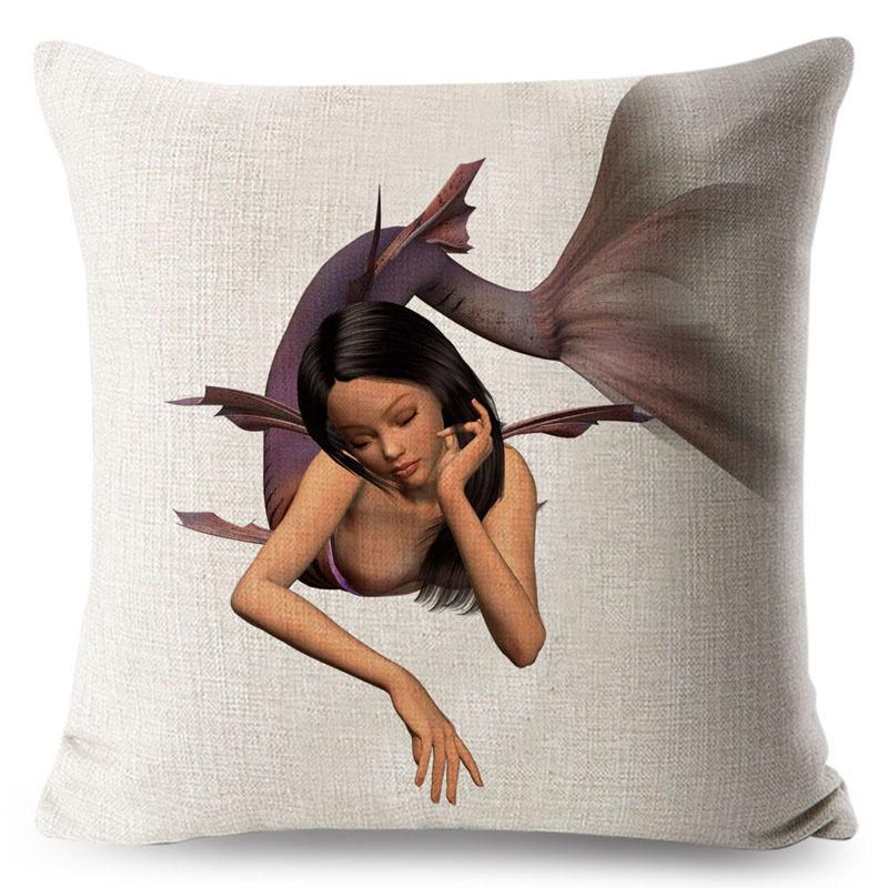 Luxurious Anime Cartoon Mermaid Pillow Cover For A Chic Sofa Living Square Pillow Case