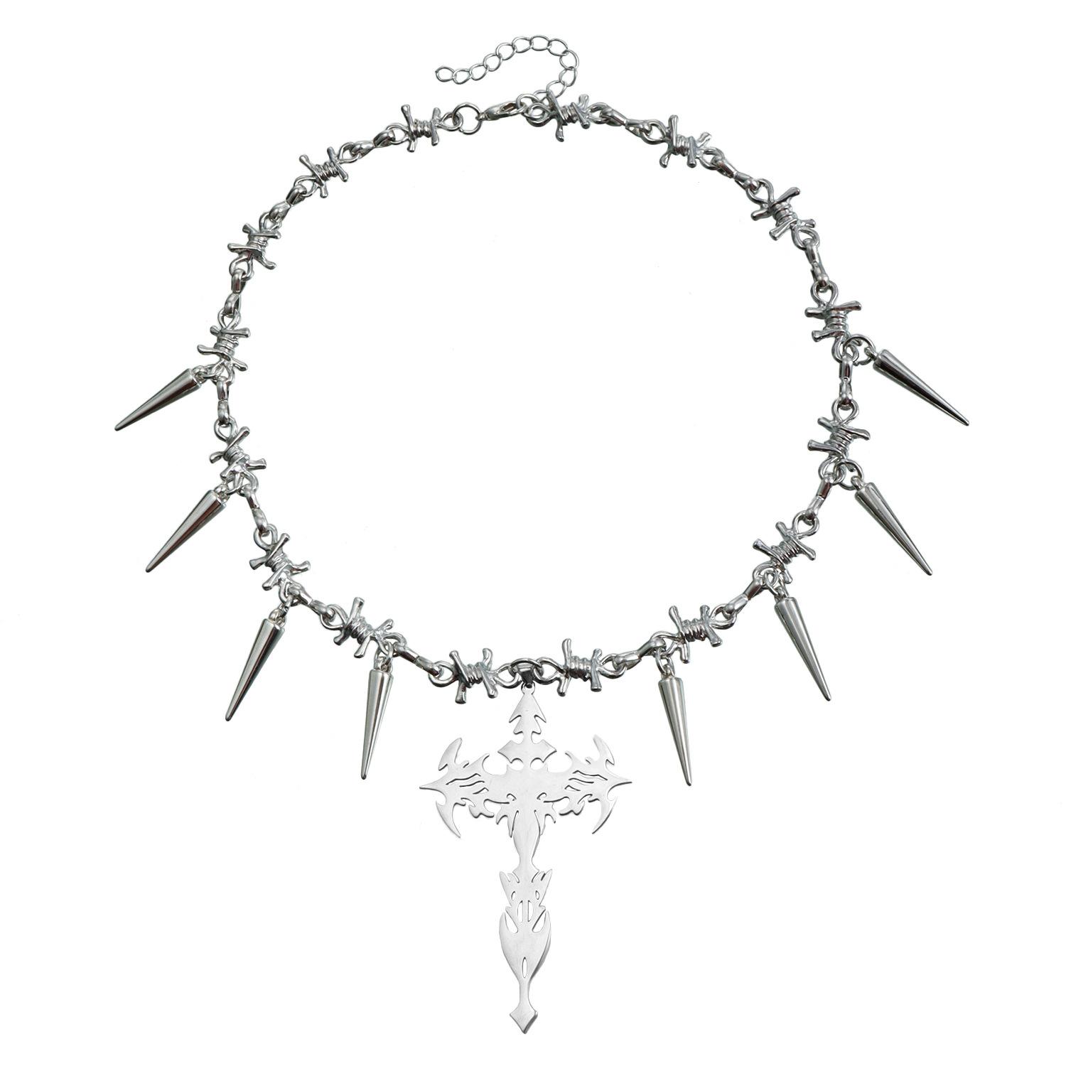 

Темный тяжелый металл заклепки шипы панк ветер ключица цепь крест Y2K детки ожерелье