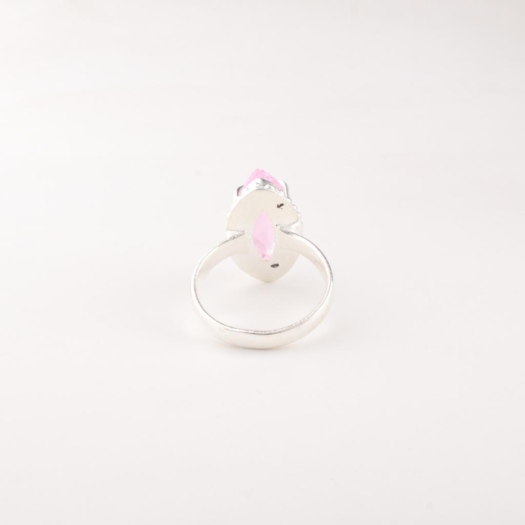 Piedra Preciosa Morganita Rosa Plata de Ley 925 Joyería Anillo Regalo Para Novia RR-64-7