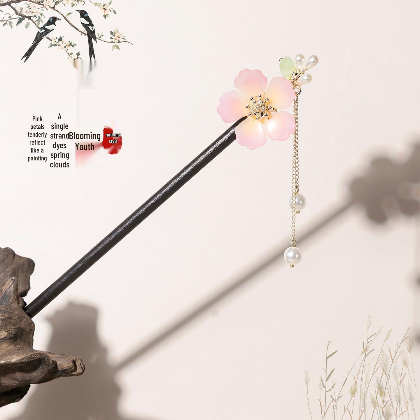 Ancient-Style Wooden Tassel Hairpin for Women - Hanfu Chinese Ornaments & Accessories