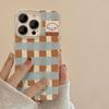 Grid Pattern Puppy Clear Phone Case For iPhone 16 Pro Max 15 14 13 12 11 Pro Max 14 15 Plus Shockproof Transparent Soft Cover