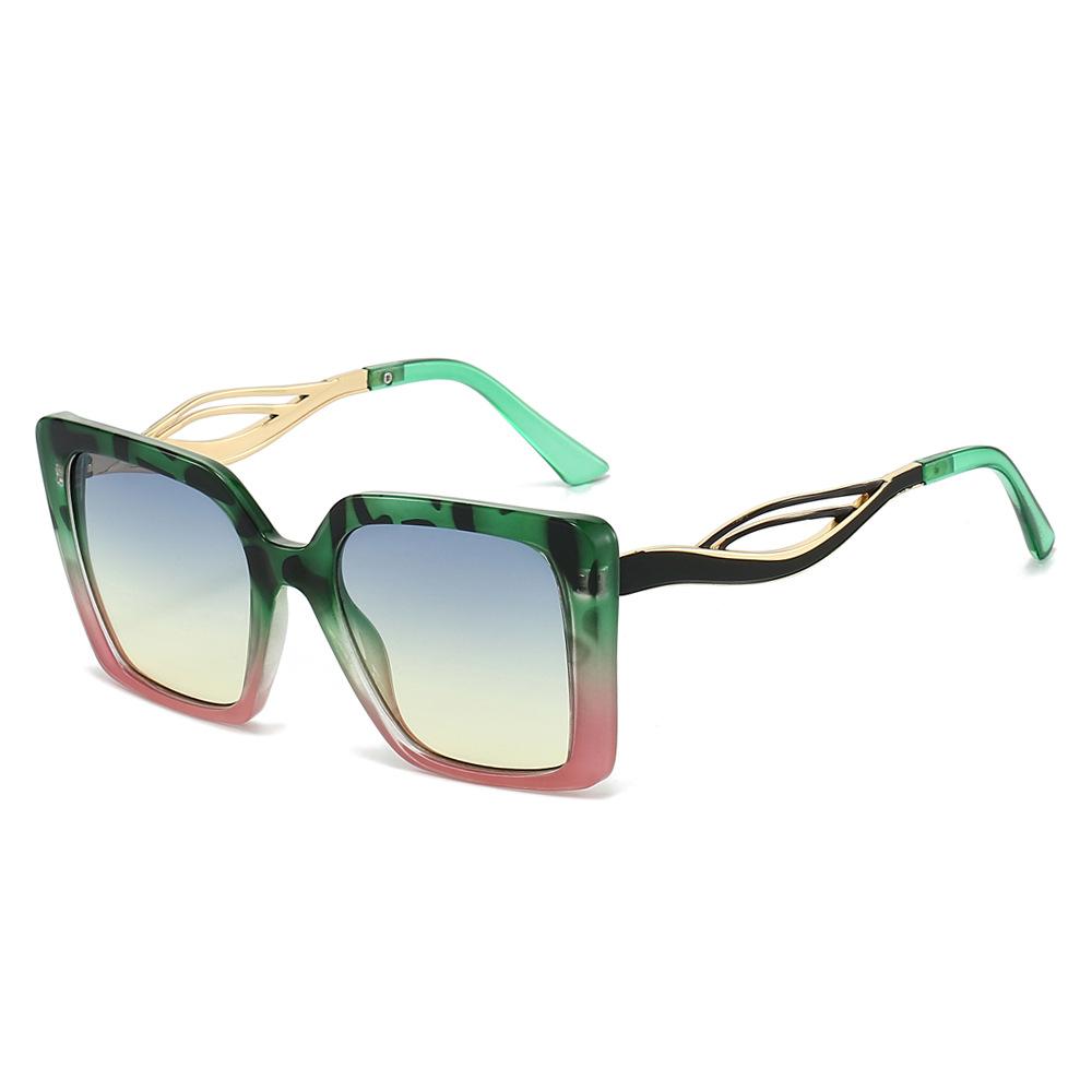 

New Retro Leopard Print Gradient Square Frame Women Sunglasses Ins Personality Hollow Temple Design Men Casual Sun Glasses UV400 as picture