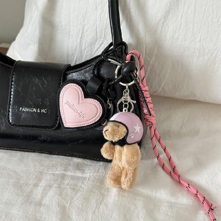 Heart Keying Creative Car Key Chain Lovely Bear Keychain Bag Charm Phone Keychain Woven Rope Pendant Bag Decorations