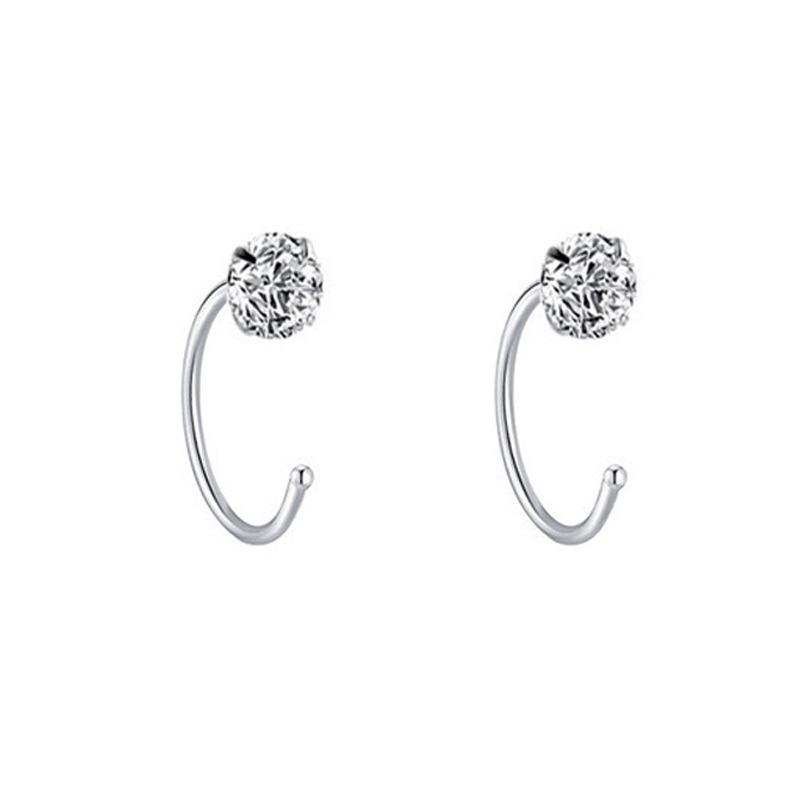 S999 Sterling Silver Zirconia Diamond Ear Hooks for Women – Elegant, Lightweight, High-End Ear Cartilage Studs with Sophisticated Design