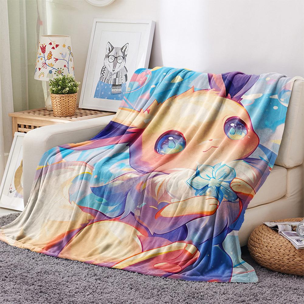 Eevee (Pokémoni)  Tištěná flanelová deka, Vysoká kvalita, Pohodlná pro všechna roční období, Domácí dekorace, Teplo a pohodlí