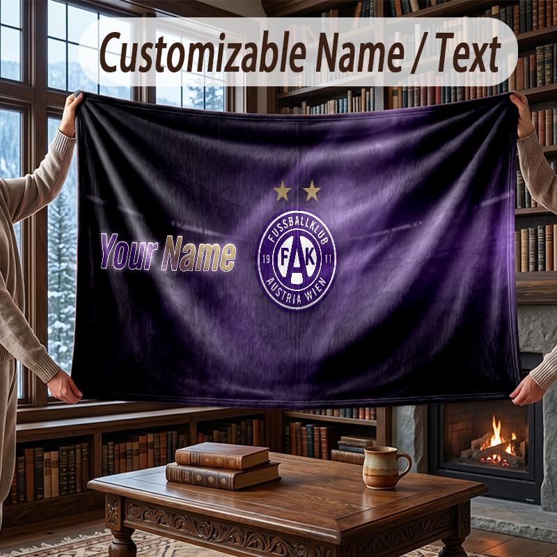 Custom Name Flannel Throw Blanket Austria Wien FC Pattern Warm Home Decoration