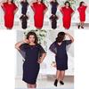 Damska Modna Sukienka Plus Size 6XL z Wycięciami, Krótkim Rękawem, Jednokolorowa, Dla Swobodnego Stylu**