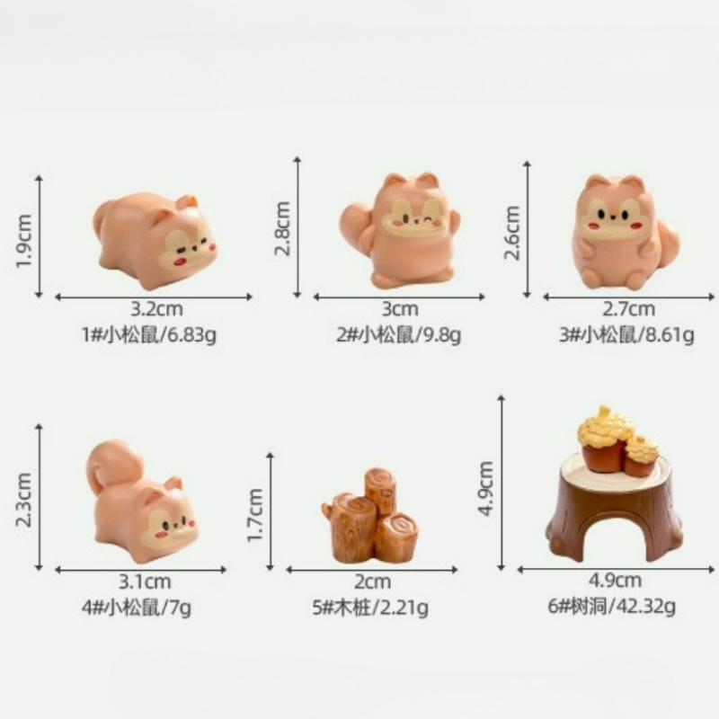 

6Pcs/set Cute Cartoon Miniatures Resin Ornament Model Home Car Decoration Figurines Crafts Accessories Kawaii Desktop Decoration