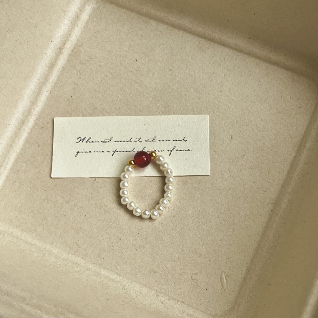 Color crystal beaded ring  niche design sense high-end finger ring light luxury temperament all-match ring accessories