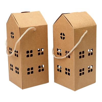 5pcs Christmas House Shape Candy Box Xmas Cookie Biscuit Packing Paper Boxes Gift Bags New Year Party Decoration Navidad